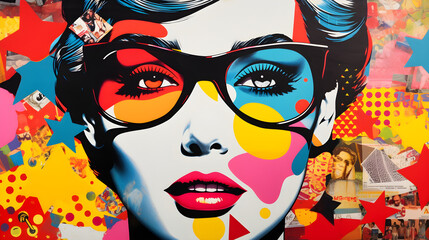 Woman's portrait pop art bold colors 