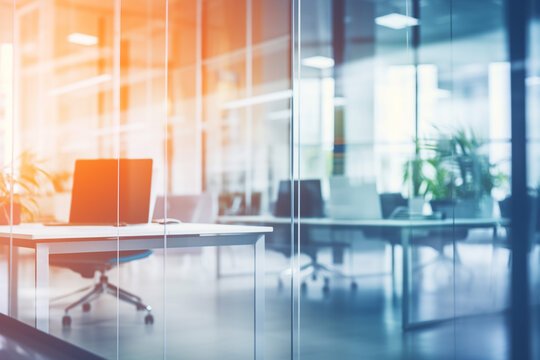 Blurred background of a calm office room with natural light