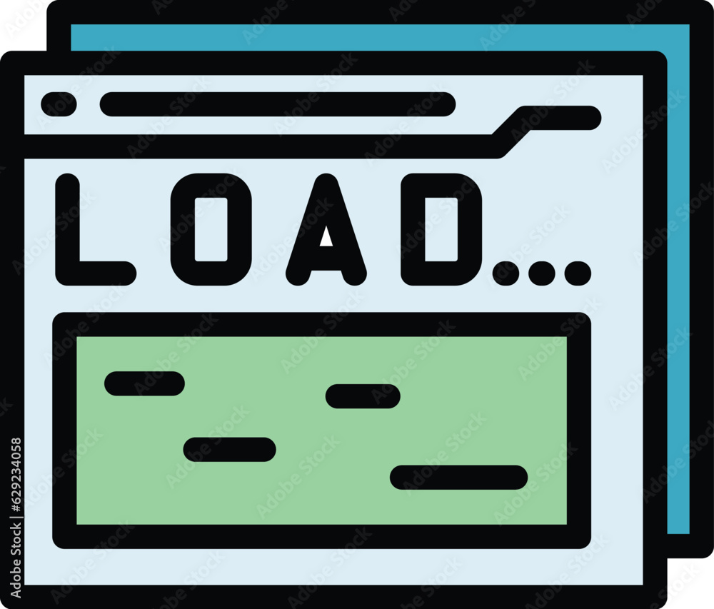 Poster load web code icon outline vector. cms design. website system color flat