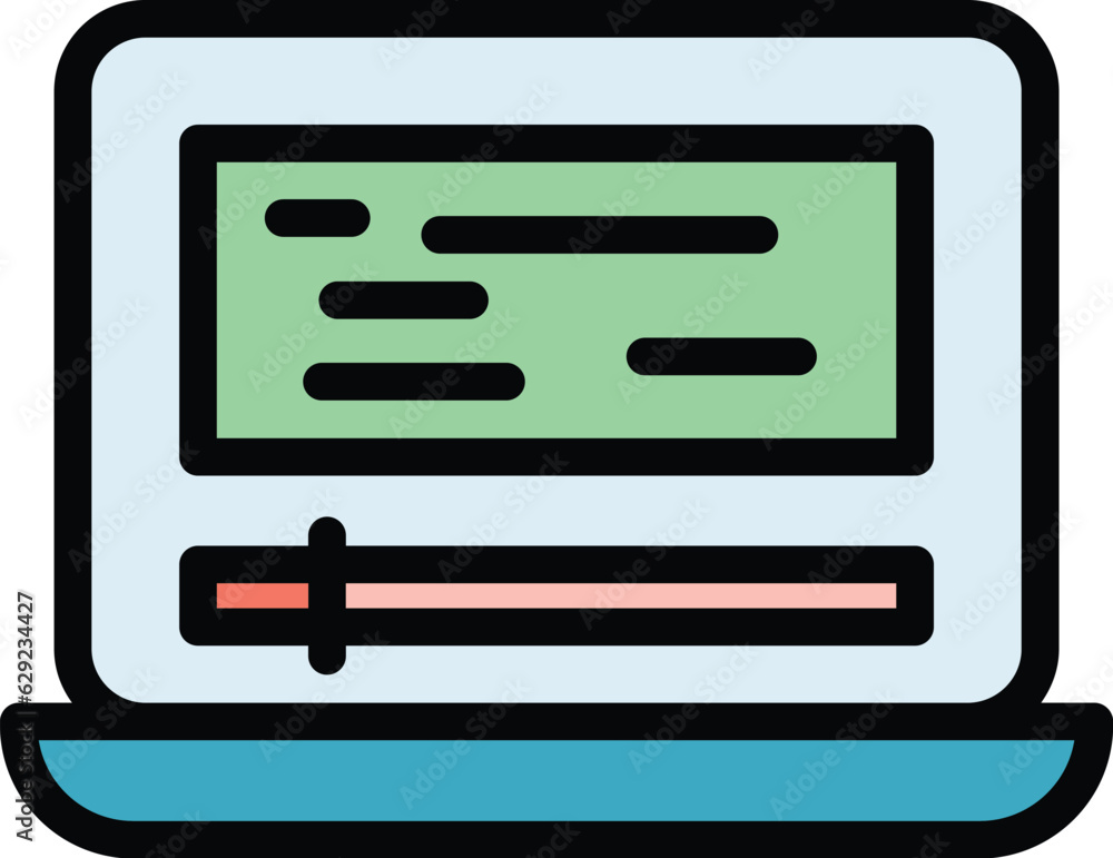 Poster laptop cms icon outline vector. web design. website code color flat