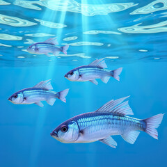 Fototapeta premium Fishes under the clear ocean