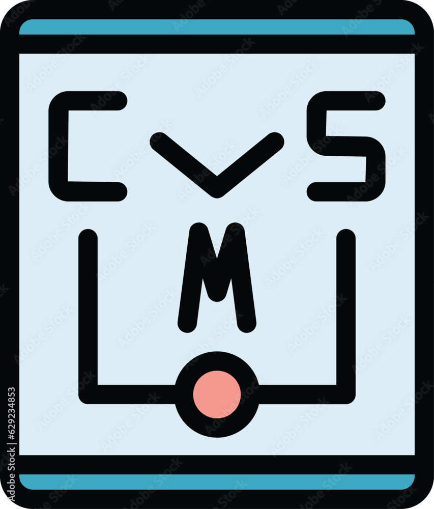 Poster cms paper icon outline vector. code system. website html color flat