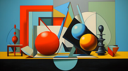 Geometric expressionistic abstract art Generative AI