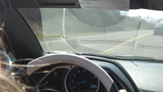 Blond Woman Driving Exotic Supercar Hypercar Hypercar Driver View