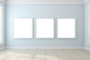 Blank horizontal poster frame mock up in living room interior, Modern living room interior background. Generated AI