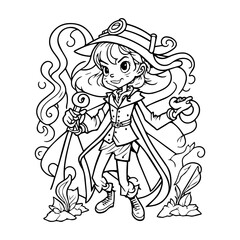  hand drawn kawaii coloring book illustration