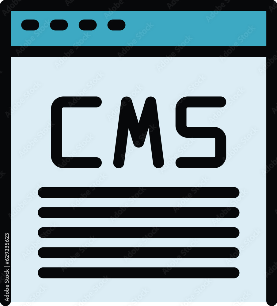 Poster cms page icon outline vector. code system. site tool color flat