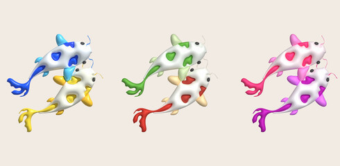 3d icon, colorful japanese koi fish, minimal style icon