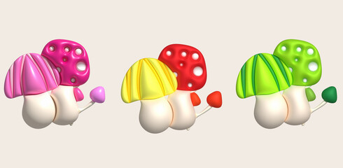 3d icon big mushroom icon minimalistic style