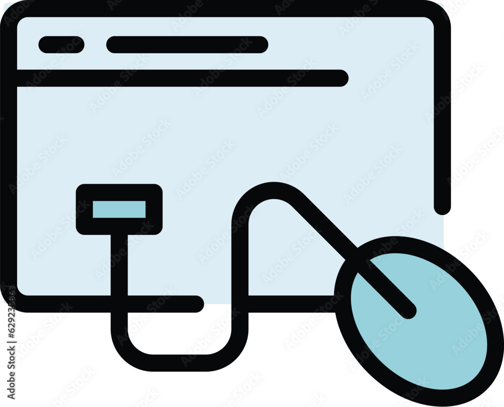 Poster cms web mouse icon outline vector. design html. graphic code color flat