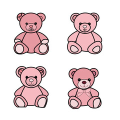 a set of cute teddy bear icons