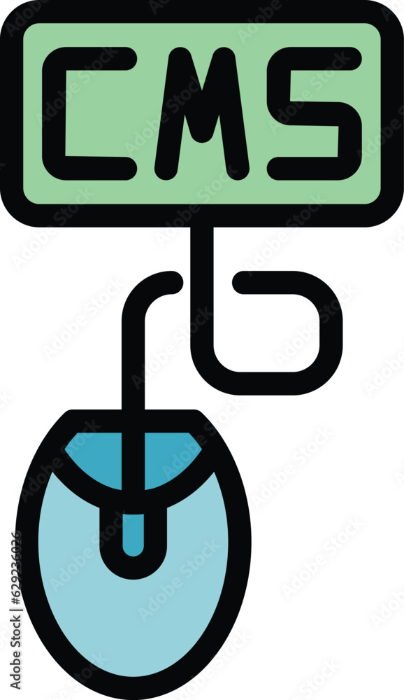 Poster cms work icon outline vector. web development. html website color flat