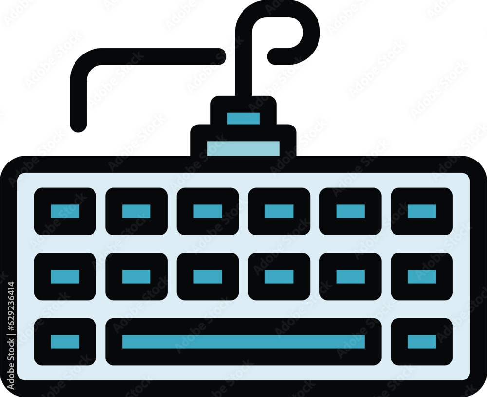 Poster pc keyboard icon outline vector. cms development. web design color flat