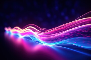 Obraz na płótnie Canvas abstract futuristic background with pink blue glowing neon moving high speed wave lines and bokeh lights. Data transfer concept Fantastic wallpaper