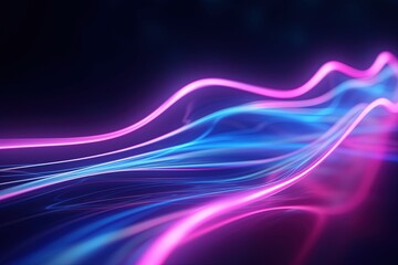 Naklejka premium abstract futuristic background with pink blue glowing neon moving high speed wave lines and bokeh lights. Data transfer concept Fantastic wallpaper