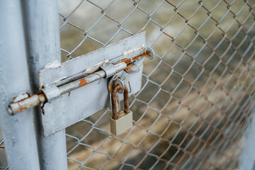 close up metal lock with chain