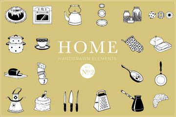 Home design elements, Home illustrations, Kitchenware stuff