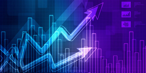 2d rendering Stock market online business concept. business Graph 