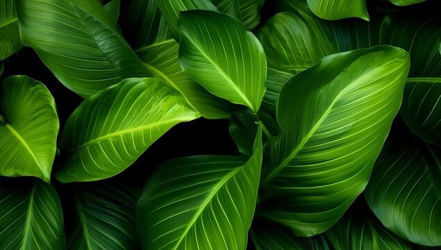 Green plant leaf background, close up photography