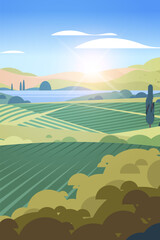 landscape view of with clear river still water mountain ridge green meadow shores nature tourism travel adventure