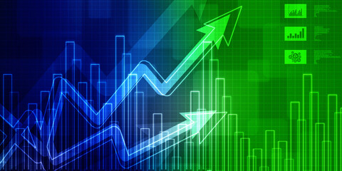 2d rendering Stock market online business concept. business Graph 