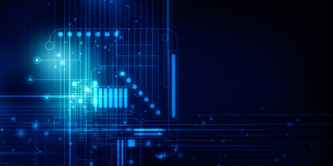 2d illustration Abstract futuristic electronic circuit technology background