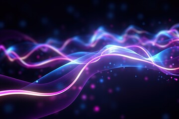 Fototapeta premium abstract futuristic background with pink blue glowing neon moving high speed wave lines and bokeh lights. Data transfer concept Fantastic wallpaper