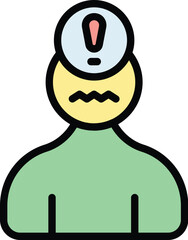 Depressed man icon outline vector. Panic attack. Mental disorder color flat