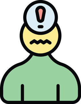 recommend clip art: Depressed man icon outline vector. Panic attack. Mental disorder color flat