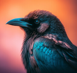 crow bird portrait close-up detail, generative ai