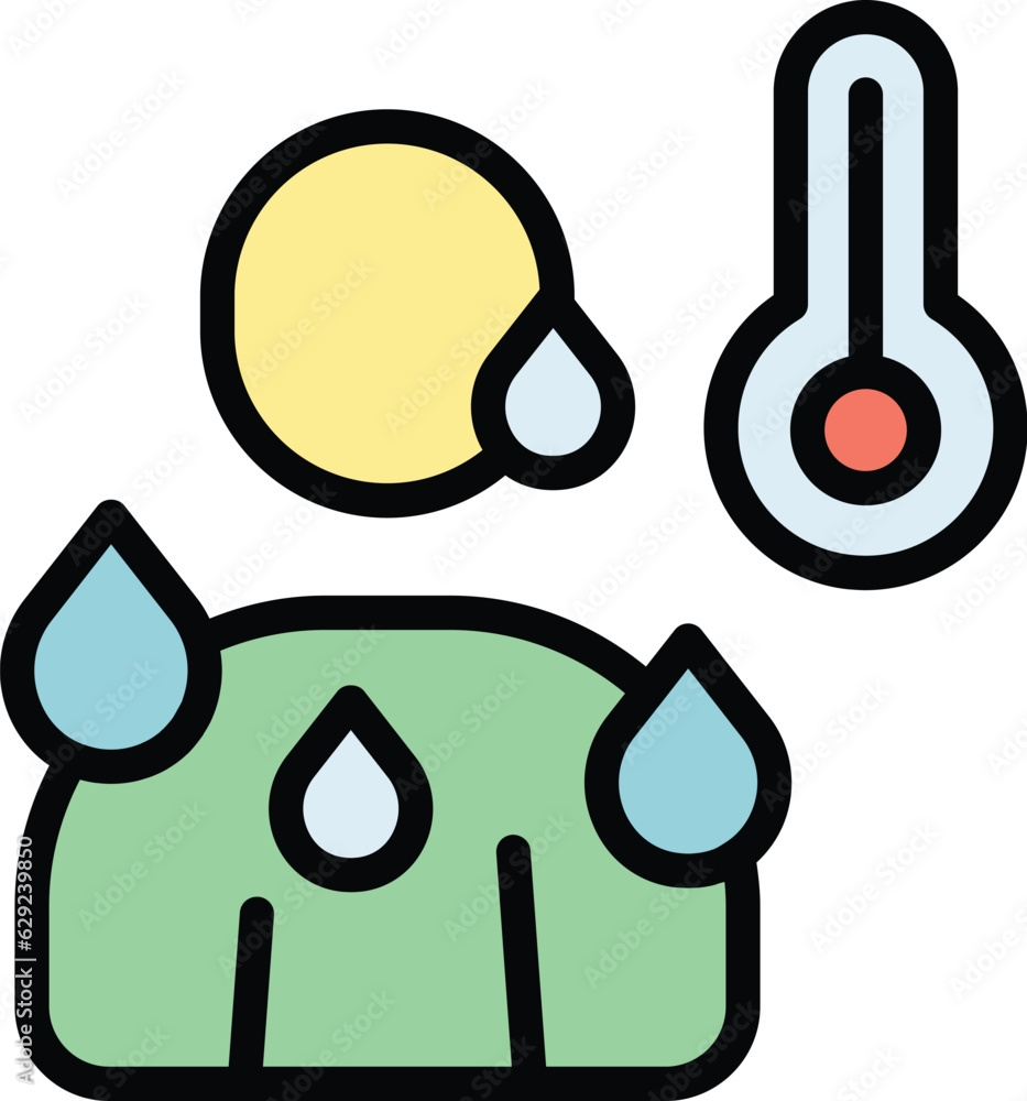 Poster body temperature icon outline vector. check coronavirus. thermometer scan color flat