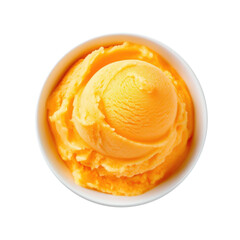 Delicious Bowl of Orange Sorbet Isolated on a Transparent Background - obrazy, fototapety, plakaty