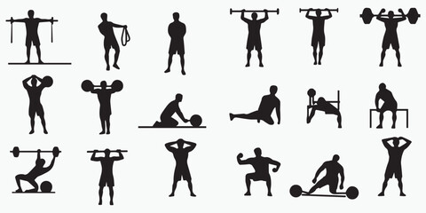 Set of silhouette Bodybuilder vector illustration