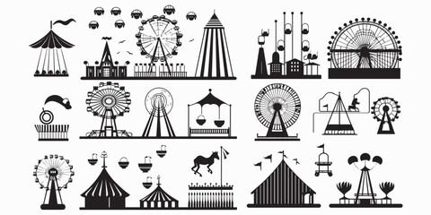 A set of silhouette park vector illustration