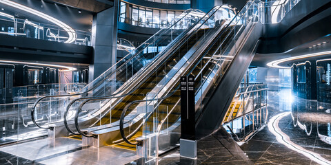 Close-up of modern indoor elevators in architecture