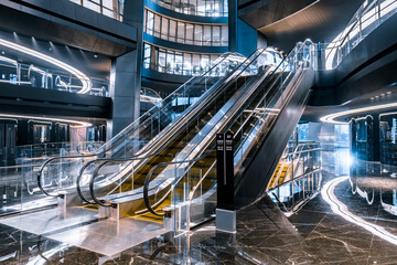 Close-up of modern indoor elevators in architecture
