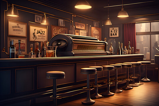 a jazz bar with a phonograph Generative Ai