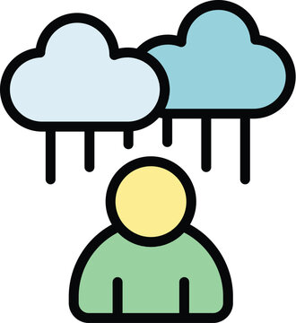 recommend clip art: Family problem icon outline vector. Panic attack. Anxiety disorder color flat