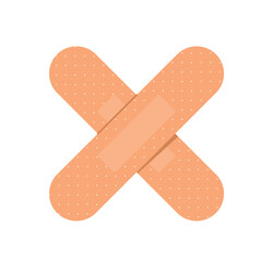 Medical Plaster Cross. Isolated Adhesive Cross-shaped Bandage Used To Secure Dressings Or Support Injured Limbs