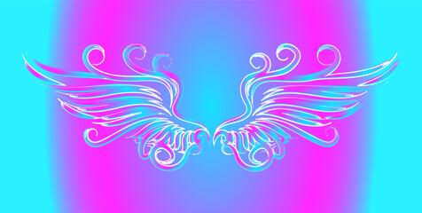 Fototapeta na wymiar vector blue angel wings