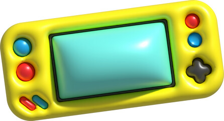 3d icon joystick gamepad game console or game controller with display screen Computer game. minimalist cartoon style