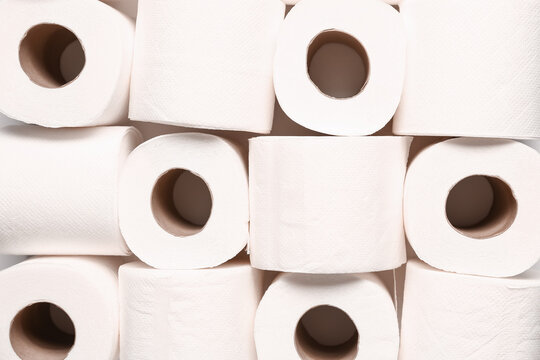 Many rolls of toilet paper, closeup