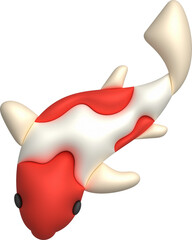 3d icon, colorful japanese koi fish, minimal style icon