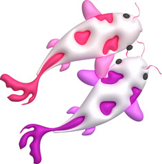 3d icon, colorful japanese koi fish, minimal style icon