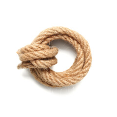 Rolled rope on white background