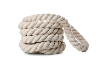 Rolled rope on white background