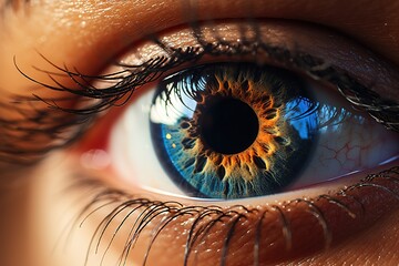 Close up of a female eye iris