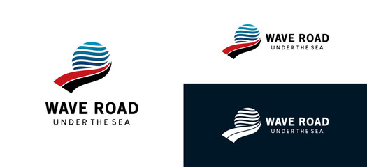 Sea road logo design, Abstract underwater path vector illustration