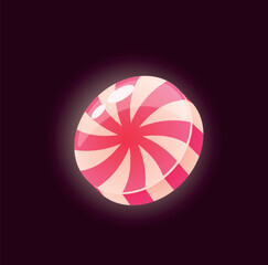 Obraz premium Striped Candy Game Icon. Delicious Treat, Sweet Confection Made From Caramelized Sugar, Butter, And Cream