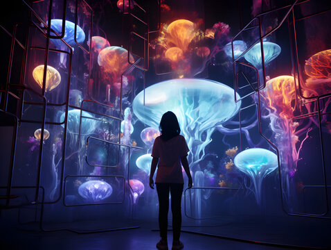 Immersive Cybernetic Dreamscapes: AI-Powered Interactive Media Art, Generative Image